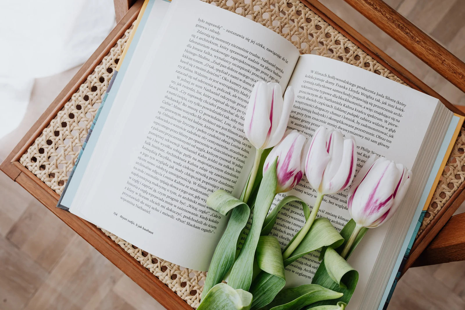 Open book with flowers